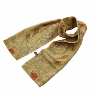 イタリア製 ストール ショール ウール シルク混 ペイズリー柄 総柄 緑 グリーン /XZ