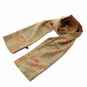 イタリア製 ストール ショール ウール シルク混 ペイズリー柄 総柄 オレンジ /XZ