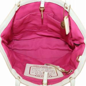 COACH トートバッグ ハンド キャンバス レザー シグネチャー マルチストライプ 総柄 茶色 ブラウン 10859
