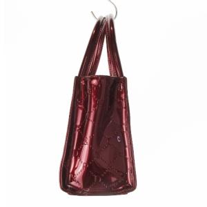 PINKY&DIANNE ハンドバッグ 合成皮革 エナメル ロゴ型押しシグネチャー 赤 レッド ボルドー /CK14 GY18