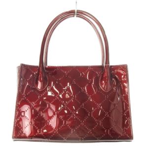 PINKY&DIANNE ハンドバッグ 合成皮革 エナメル ロゴ型押しシグネチャー 赤 レッド ボルドー /CK14 GY18