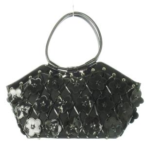 MARY QUANT ハンドバッグ レザー 革 エナメル フラワーモチーフ 黒 ブラック /CK17 GY18