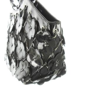 MARY QUANT ハンドバッグ レザー 革 エナメル フラワーモチーフ 黒 ブラック /CK17 GY18