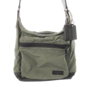 ショルダーバッグ ナイロン レザー 革 ロゴ型押し 緑 カーキ 70319 /CK9 GY18