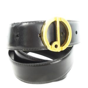 ベルト レザー 革 ゴールドカラーバックル ロゴ 112 黒 ブラック /CK21 GY18