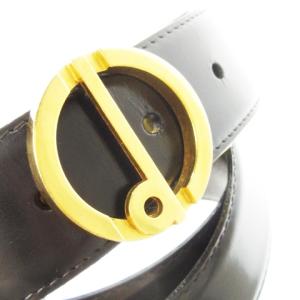 dunhill ベルト レザー 革 ゴールドカラーバックル ロゴ 112 黒 ブラック /CK21 GY18