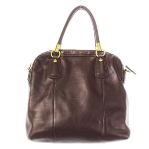 COACH ハンドバッグ 2way ショルダーバッグ レザー 革 ロゴ タック 茶 ブラウン マルーン 15339