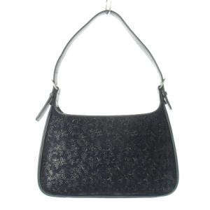 ハンドバッグ ワンハンドル レザー 革 ディアスキン 鹿革 漆 葡萄 総柄 紺 ネイビー /CK6 GY18