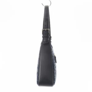 INDEN‐YA ハンドバッグ ワンハンドル レザー 革 ディアスキン 鹿革 漆 葡萄 総柄 紺 ネイビー /CK6 GY18
