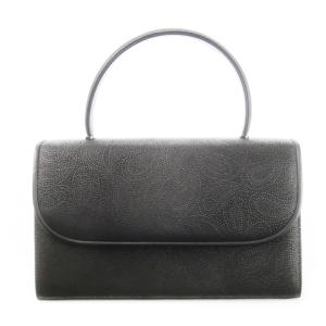 ハンドバッグ フォーマル レザー 革 ディアスキン 鹿革 漆 ペイズリー柄 黒 ブラック /CK27 GY18