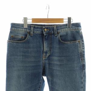 SAINT LAURENT PARIS 2019年 デニムパンツ ジーンズ USED加工 ロゴ ジップフライ 30 紺 ネイビー 601478