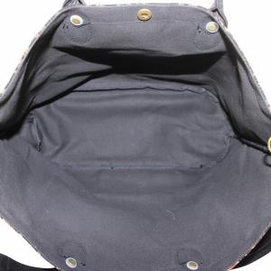 PINK HOUSE トートバッグ ハンド ショルダー 2WAY キャンバス キルティング 花柄 総柄 ロゴ 缶バッチ 黒 ブラック