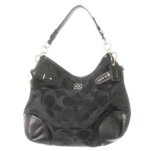 ハンドバッグ ナイロン ジャカード レザー 革 リザード型押し シグネチャー オプアートロゴ 黒 ブラック