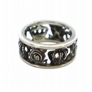 指輪 リング ローズ クラウン ロゴ 薔薇 王冠 Silver925 15号 シルバー色 GY18 /MQ