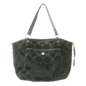 COACH トートバッグ ハンドバッグ ナイロン レザー 革 シグネチャー ターンロック 黒 ブラック F13139