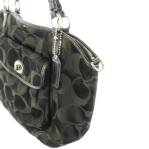 COACH トートバッグ ハンドバッグ ナイロン レザー 革 シグネチャー ターンロック 黒 ブラック F13139