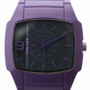 腕時計 ウォッチ クォーツ 黒文字盤 ロゴ スクエア 紫 DZ-1385 GY18 /MQ
