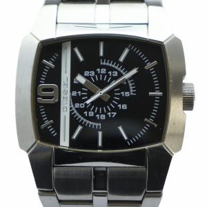 腕時計 ウォッチ クォーツ スクエア ロゴ 黒文字盤 シルバー色 DZ-1154 GY18 /MQ