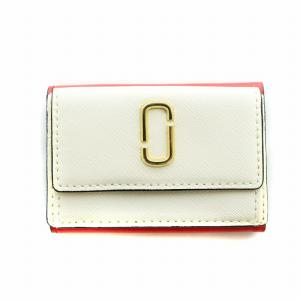 二つ折り財布 ミニ ウォレット レザー ロゴ アイボリー 赤 レッド GY18 /MQ