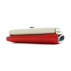 MARC JACOBS 二つ折り財布 ミニ ウォレット レザー ロゴ アイボリー 赤 レッド GY18 /MQ