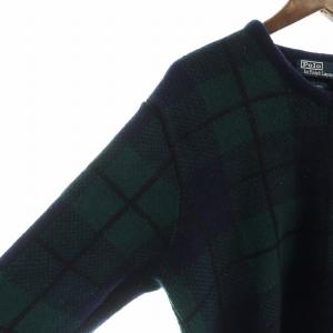 Polo by Ralph Lauren ヴィンテージ ニット セーター 長袖 ブラックウォッチ チェック L 緑 グリーン GY18 /MQ