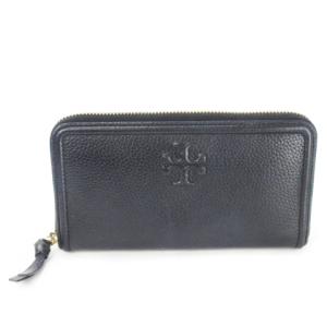 長財布 ロングウォレット 小銭入れあり ラウンド レザー 革 シボ革 ロゴ型押し 黒 ブラック /CK26