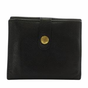 財布 二つ折り レザー Wホック ロゴ 黒 ブラック /XZ GY17