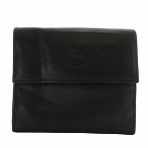 IL BISONTE 財布 二つ折り レザー Wホック ロゴ 黒 ブラック /XZ GY17