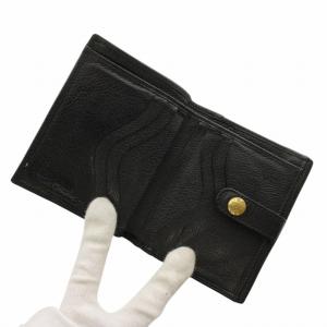 IL BISONTE 財布 二つ折り レザー Wホック ロゴ 黒 ブラック /XZ GY17