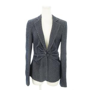 テーラードジャケット ストレッチ タック 総柄 42 M 紺 ネイビー /MN14 GY17