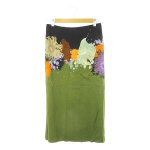 タイトスカート フラワー 36 ブラック グリーン