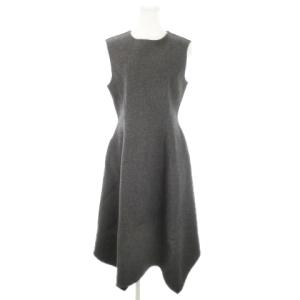 ワンピース ウール カシミヤ混 縮絨生地 変形 38 グレー