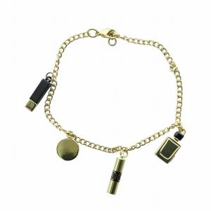 YVES SAINT LAURENT ノベルティ ブレスレット アクセサリー バングル チェーン チャーム 化粧品 ロゴ ゴールド色 GY18