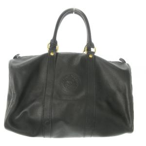 ボストンバック ミニ レザー ロゴ ゴールド金具 黒 ブラック /AO9 GY18