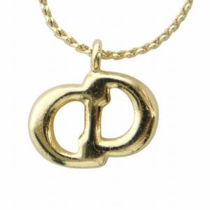 Christian Dior ネックレス アクセサリー ペンダント ロゴ ラインストーン ゴールド色 GY18 /MQ OH