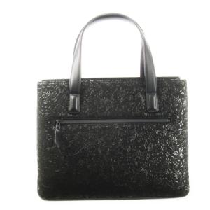 INDEN‐YA トートバッグ ハンドバッグ レザー 革 ディアスキン 鹿革 漆 唐草模様 和柄 黒 ブラック /CK28