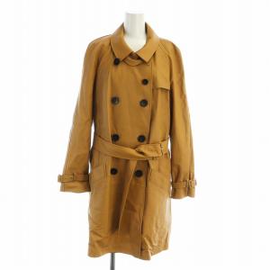 ラムレザー トレンチ コート ロング 背抜き S 茶 ブラウン 86442 GY42 /MQ