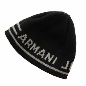 帽子 ニット帽 ビーニー ウール混 ロゴ 黒 ブラック /XZ GY42