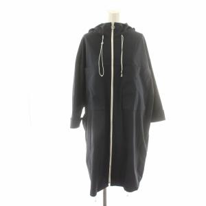 ナイロンコート レインコート ロング 2wayストレッチ フード ドローコード フルジップ 36 M 黒