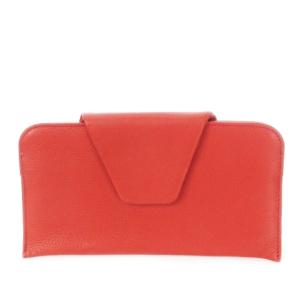 長財布 ロングウォレット 小銭入れあり レザー 革 シボ革 フラップ 赤 レッド /CK28 GY18