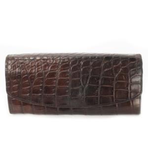 長財布 ロングウォレット レザー 革 クロコ型押し 茶 ブラウン /CK30 GY18