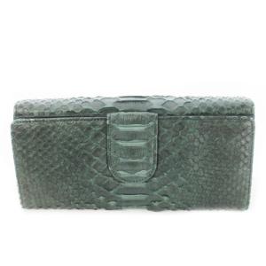 IBIZA 長財布 ロングウォレット 小銭入れあり レザー 革 パイソン 蛇革 緑 グリーン /CK31 GY18