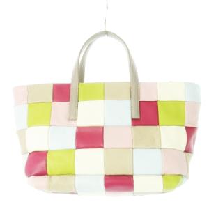 IBIZA ハンドバッグ トートバッグ カラフル パッチワーク ブロック レザー 革 ベージュ マルチカラー /CK6