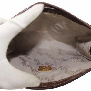 GIANFRANCO FERRE クラッチバッグ セカンドバッグ シャイニークロコ レザー ロゴ ゴールド金具 茶色 ブラウン /XZ GY11