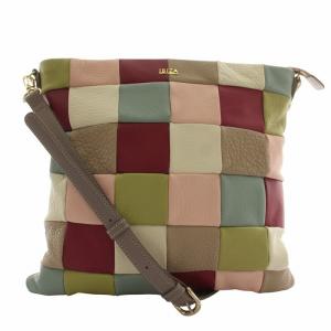 ショルダーバッグ レザー パッチワーク ロゴ ゴールド金具 マルチカラー /XZ GY11