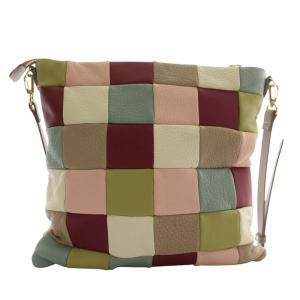 IBIZA ショルダーバッグ レザー パッチワーク ロゴ ゴールド金具 マルチカラー /XZ GY11