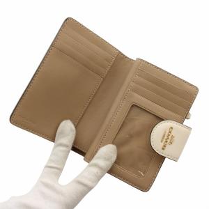 COACH ミディアム コーナー ジップ ウォレット 財布 二つ折り PVC レザー シグネチャー 総柄 ロゴ ゴールド金具