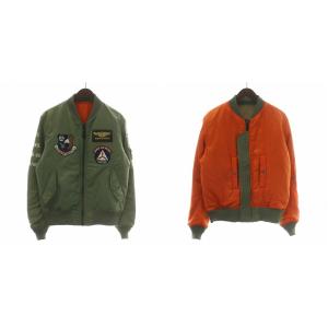 MA-1 フライトジャケット ブルゾン リバーシブル ナイロン 中綿 ジップアップ ロゴ 刺繍 ワッペン