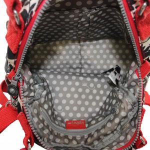 KIPLING ハンドバッグ ショルダー 2WAY ナイロン ロゴ 総柄 黒 ブラック 白 ホワイト /XZ GY11