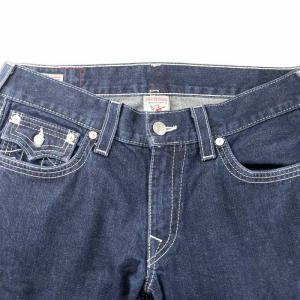 TRUE RELIGION billy super t デニムパンツ ジーンズ ジーパン フレア ロゴ 白ステッチ インディゴブルー